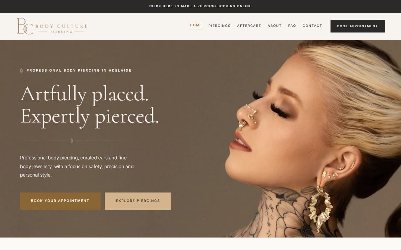 Body Culture Piercing website